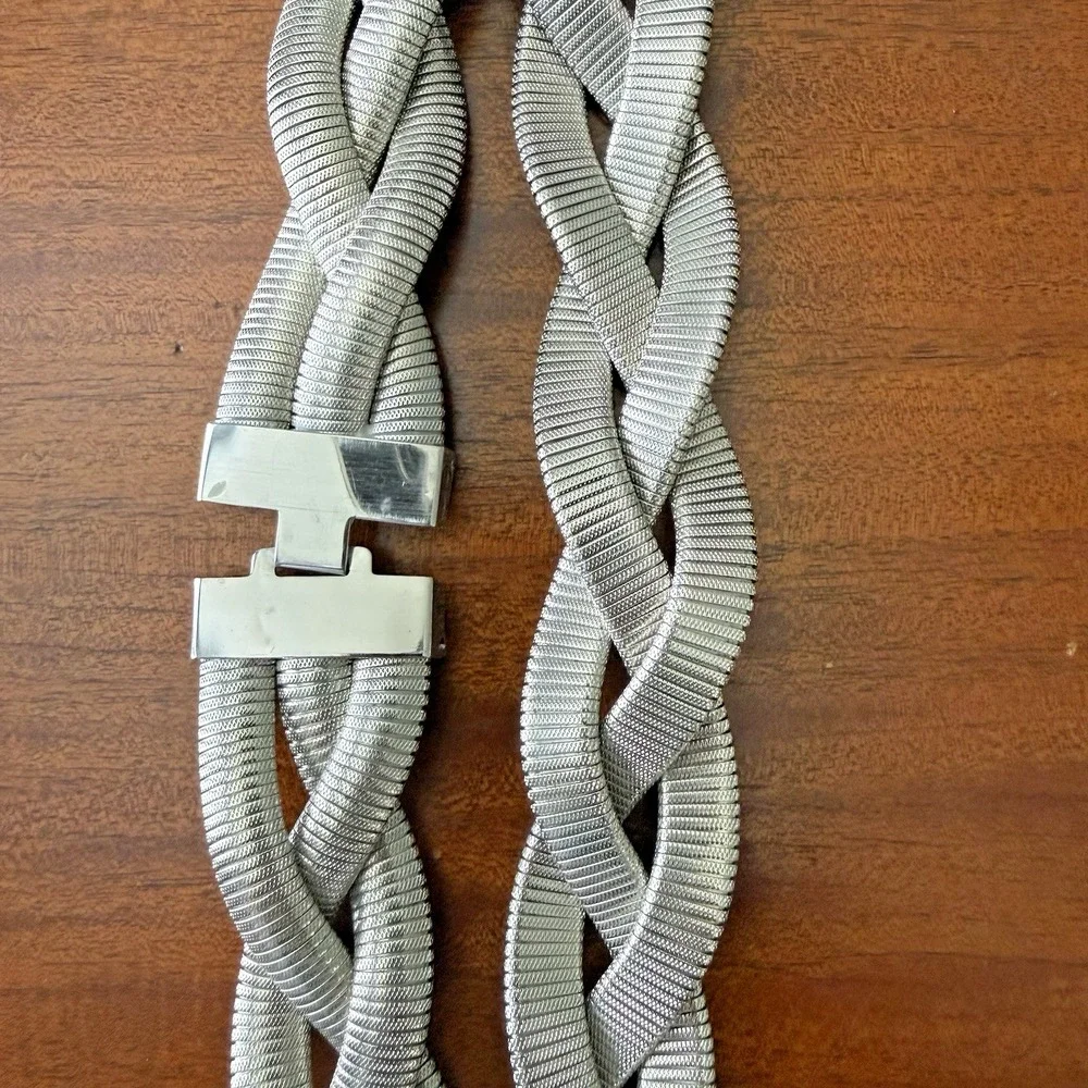 Vintage‎ Braided Metal Stretch Belt 34